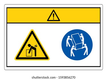 Caution Lift Hazard Use Four Person Lift Symbol Sign, Vector Illustration, Isolate On White Background Label. EPS10
