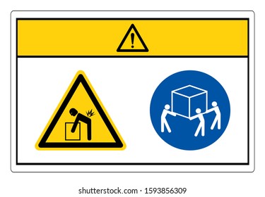Caution Lift Hazard Use Three Person Lift Symbol Sign, Vector Illustration, Isolate On White Background Label. EPS10