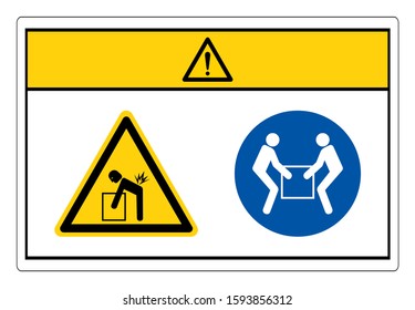 Caution Lift Hazard Use Two Person Lift Symbol Sign, Vector Illustration, Isolate On White Background Label. EPS10