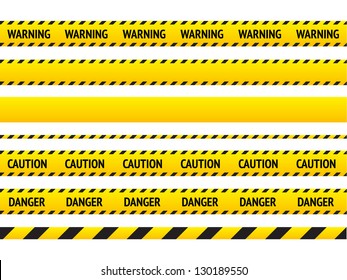 Caution Line And Danger Tapes On White Background. Vector Illustration.