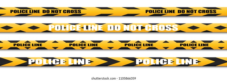 Caution lines isolated. Warning tapes. Danger signs. Vector illustration.