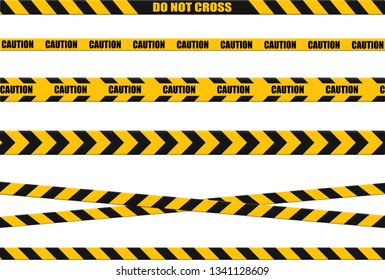 Caution lines isolated. Warning tapes. Danger signs. Vector illustration.