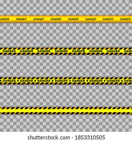 Caution lines isolated. Warning tapes. Danger signs. Vector illustration EPS10.