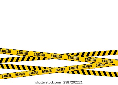 Caution lines isolated. Warning tapes. Danger signs. Attention police ribbon. For restricted and hazardous areas. Yellow and black. Police line and danger tapes. Vector illustration