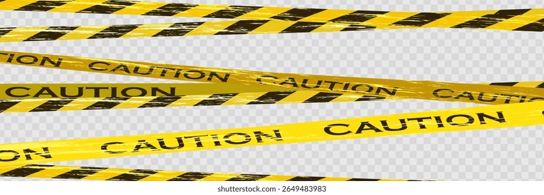 Caution lines isolated. Warning tapes. Danger signs. Vector illustration.