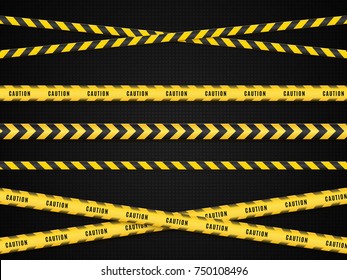 Caution lines isolated. Warning tapes. Danger signs. Vector illustration.