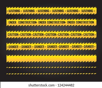 caution lines over black background vector illustration