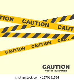 Caution Lines. Yellow Ribbons. Warning Tapes. Danger Signs. Vector Illustration Flat Design. Isolated On White Background. Police Line. The Symbol Prohibits The Passage Of Strangers.