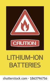 Caution lithium-ion batteries.
Graphic poster text content,multicolor,flat image.