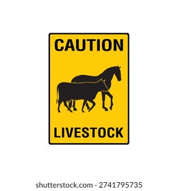Caution Livestock Crossing Vector Design Sign