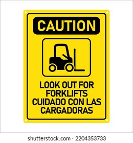 Caution Lock out for forklifts popular attention icon. yellow and black colours
