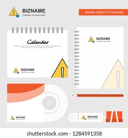 Caution Logo, Calendar Template, CD Cover, Diary and USB Brand Stationary Package Design Vector Template
