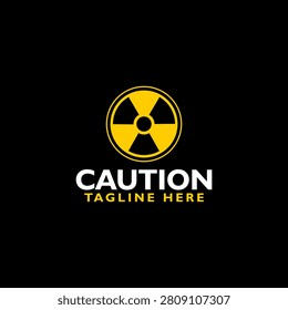 Caution logo icon isolated on black background