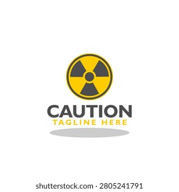 Caution logo  icon with shadow