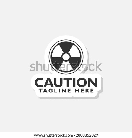 Caution logo sticker isolated on gray background