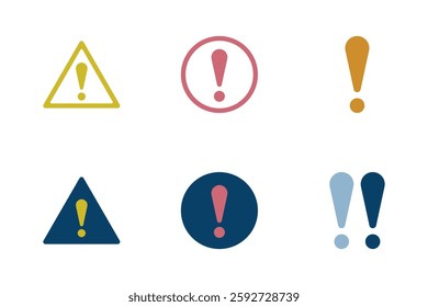 Caution mark icon illustration set