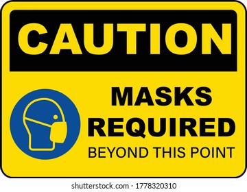 Caution Masks Required Beyond This Point Sign