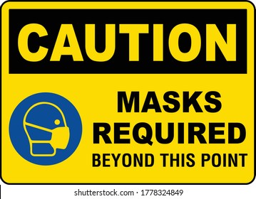 Caution Masks Required Beyond This Point Sign