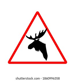 Caution moose sign, vector illustration