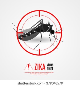 Caution of mosquito (Aedes Aegypti) icon, spread of zika and dengue virus. Vector Design