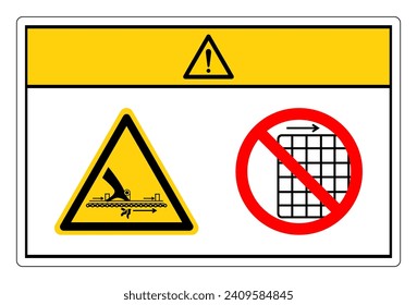 Precaución Pieza De Movimiento Causa Lesiones Peligro No Eliminar Signo De Símbolo De Guardia, Ilustración Del Vector, Aislar En Etiqueta De Fondo Blanco .EPS10