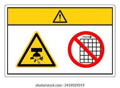 Caution Moving Saw Blade On Swing Machine Can Cut Do Not Remove Guard Symbol Sign, Vector Illustration, Isolate On White Background Label .EPS10