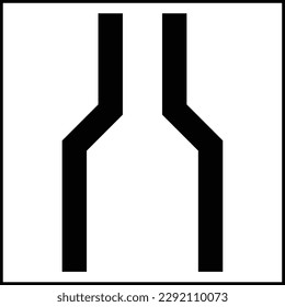 Caution. Narrow Road Ahead Sign