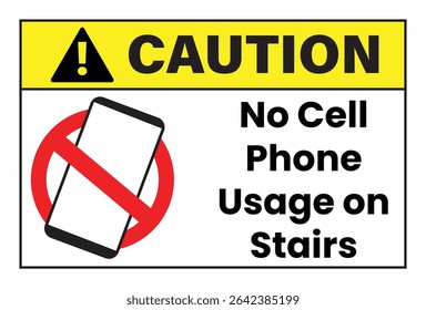 Cuidado Sem Uso de Telefone Celular no Sinal de Escadas - Aviso de Segurança