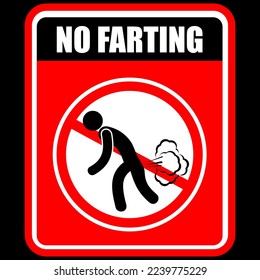 Caution, No Farting, sign and sticker vector