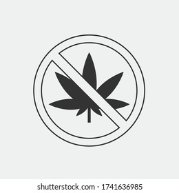 advertencia sobre el icono del vector de signo de marihuana ilegal