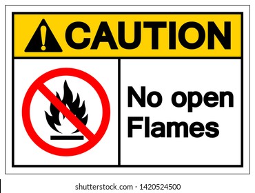Caution No Open Flames Symbol Sign ,Vector Illustration, Isolate On White Background Label. EPS10