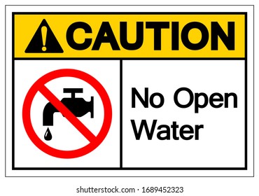 Precaución Sin Signo De Símbolo De Agua Abierta, Ilustración Vectorial, Aislado En Etiqueta De Fondo Blanco .EPS10