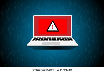 caution notice danger from computer on digital abstract background. vector illustration. 