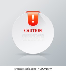 Caution notice red card vector illustration isolated on grey background