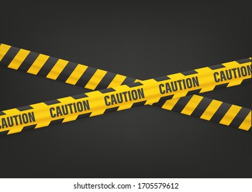 Caution notice with tapes on black


