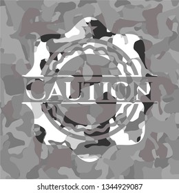 Caution on grey camo texture