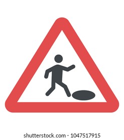Caution open hole warning sign 