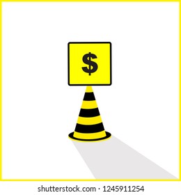 caution plate, dollar