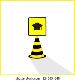 caution plate, education icon
