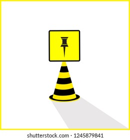 
caution plate, pin icon