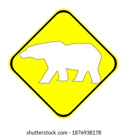 caution polar bear sign, vector illustration