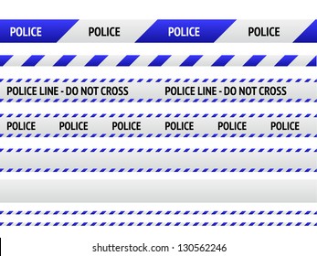 Caution Police Line And Danger Tapes On White Background. Vector Illustration.