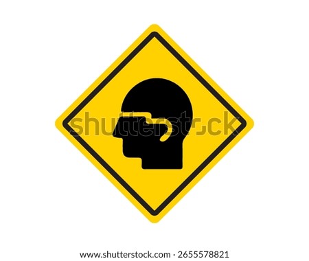 Caution potential head injury warning sign vector. Icon, safety, hazard, sign, caution, injury, danger, warning. Can use for infographic, banner, poster, web design. Isolated on white background. 