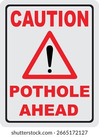 Señal de advertencia de bache por delante, símbolo de peligro vial, Ilustración vectorial imprimible de seguridad vial