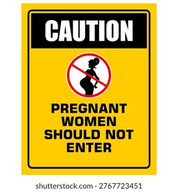 Caution, Pregnant omen should not enter, sign vector