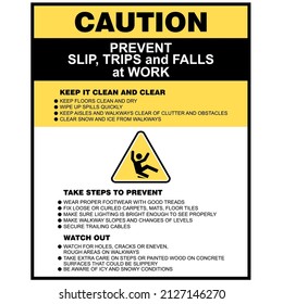 CAUTION, PREVENT SLIPS, TRIPS AND FALLS, SIGN VECTOR