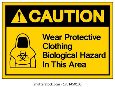Precaución Ropa Protectora Símbolo de peligro biológico, Ilustración vectorial, Aislado En Etiqueta De Fondo Blanco. EPS10