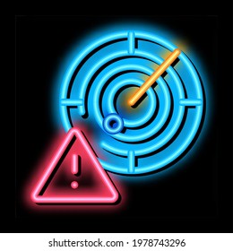 Caution Radar neon light sign vector. Glowing bright icon Caution Radar isometric sign. transparent symbol illustration
