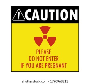 Caution radiation restricted area for pregnant women design on yellow background vector illustration
