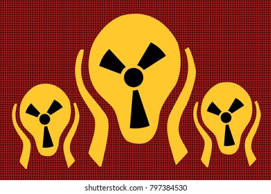 Caution radiation, scream terror fear. Comic caricature vector pop art retro illustration drawing